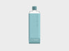 Trendy clear reusable waterbottle in a pale blue silicone sleeve and aqua blue lid in size slim.