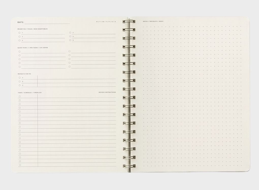 *NEW LAYOUT* MOXON B5 Wire-Bound Lay-Flat Daily Planner — UK Made, Recycled Cover, Undated (RRP £28)
