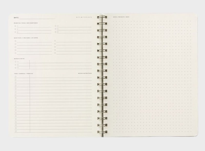 *NEW LAYOUT* MOXON B5 Wire-Bound Lay-Flat Daily Planner — UK Made, Recycled Cover, Undated (RRP £28)