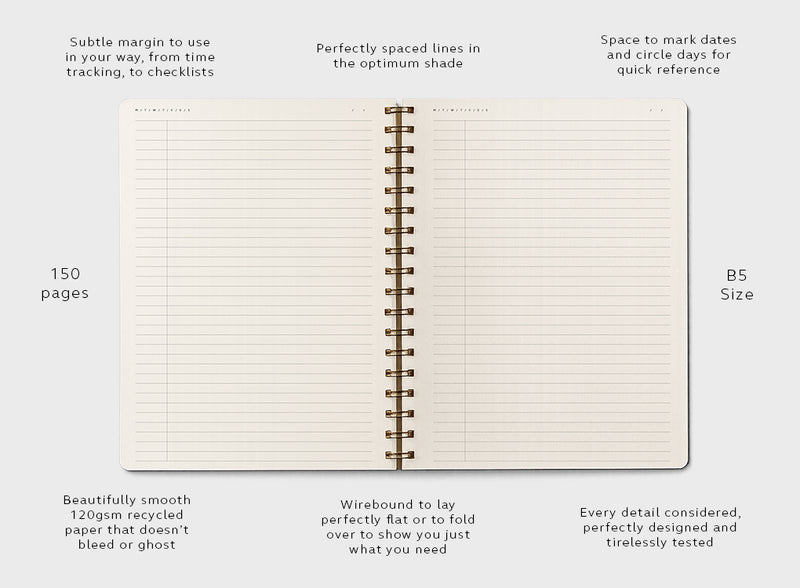 MOXON recycled wire-bound B5 notebook range