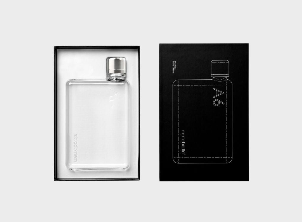 Original clear memobottle in A6 in black packaging
