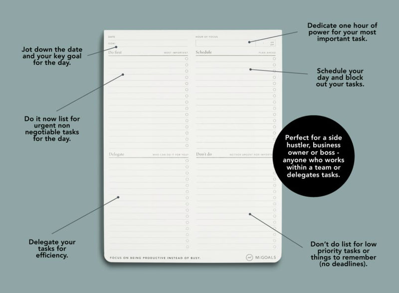 Writing Daily Tasks On The MiGoals Focus To Do List Desk Pad