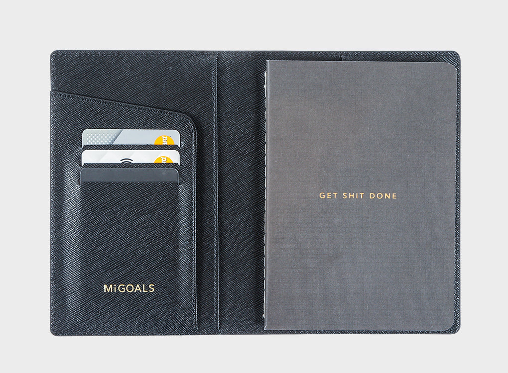 Stationery - TRAVEL WALLET FOR 'GET SHIT DONE'. Black